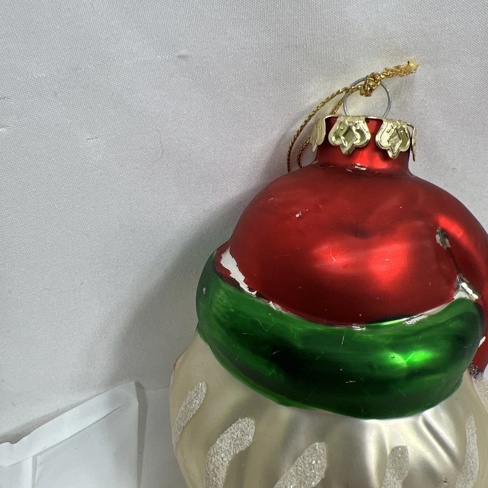 Vintage Mercury Glass Christmas Ornament West Germany Mica SANTA CLAUS FACE Head